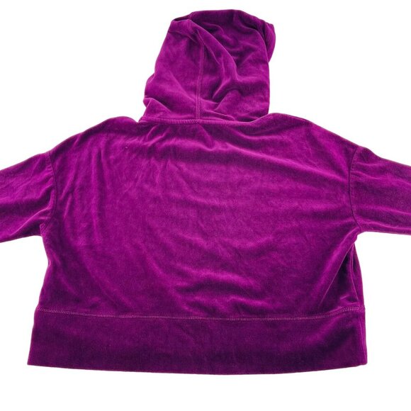 Calvin Klein Performance Womens Hoodie Velour Velvet Purple Size Large cropped - Picture 5 of 5